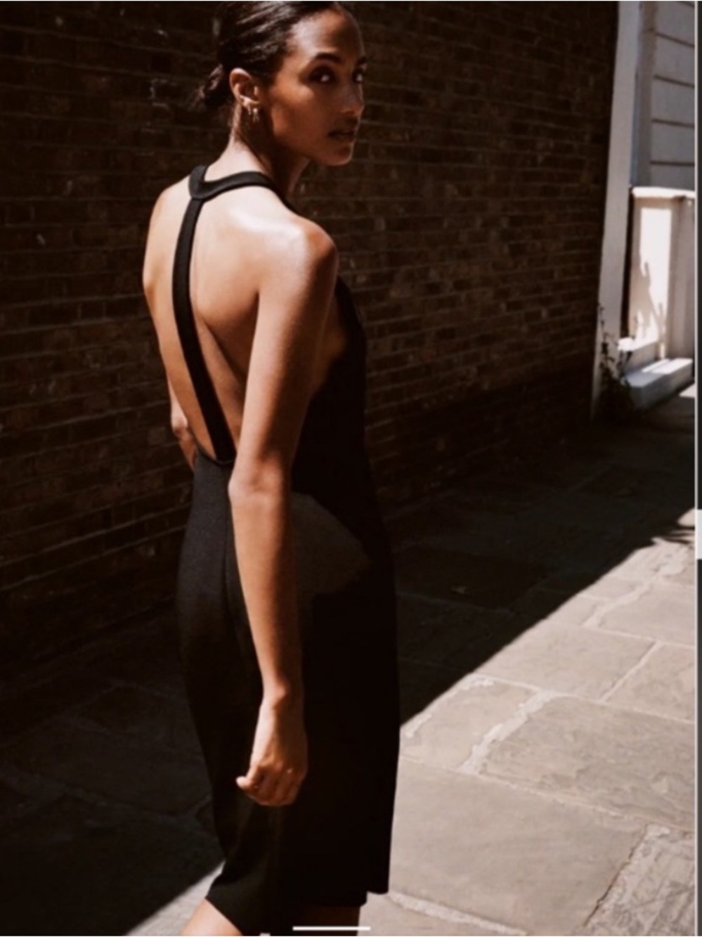 ZARA- S Midi Black Halter Dress NWOT